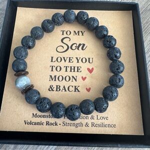 NIB! Volcanic Rock Bracelet with Gray and Brown Beads